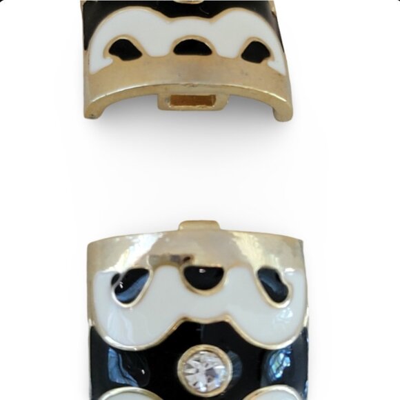 Beautiful Vintage-Inspired Black & White Enamel Bangle Bracelet - Picture 3 of 7